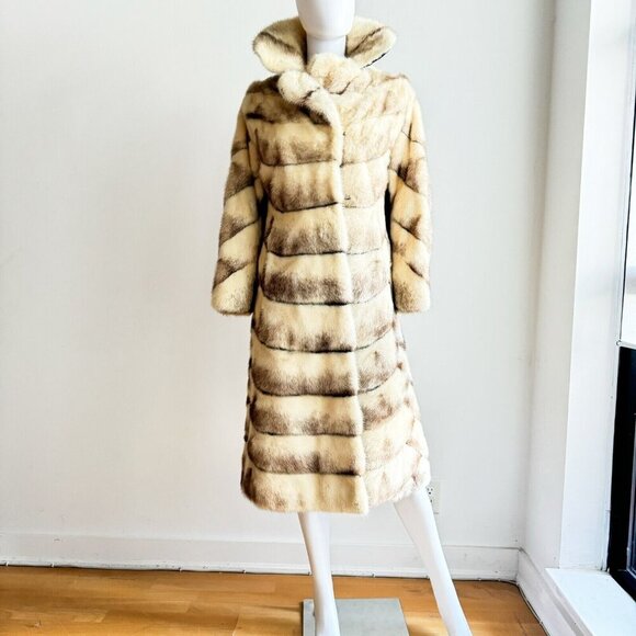 Vintage Eaton's Patchwork Blonde Mink Custom Made A line fur Coat S - Picture 1 of 15